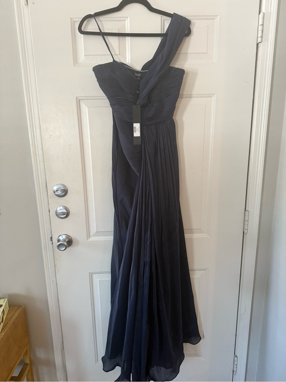 One-Shoulder Navy Evening Gown - Picture 5 of 9